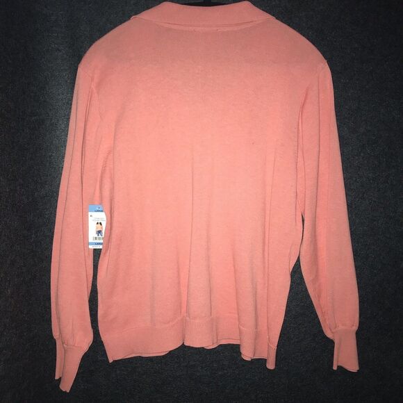 Vince Camuto‎ Ocean Coral Collared V Neck Sweater Large Top Long Sleeve  Women's - Picture 5 of 9